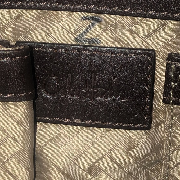 COLE HAAN-BEAUTIFUL BROWN LEATHER WEAVED LG TOTE! - Picture 9 of 10